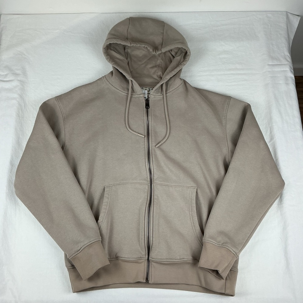 Denim & Flower Men’s Zip-Up‎ Hoodie Jacket, Beige,  Size Large